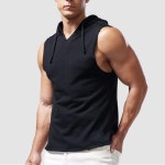 M-3XL 남성 탱크탑 민소매 티셔츠 후드티 남성 티셔츠 헬스 운동 스포츠 골프 셔츠 한국 스타일 캐주얼 단색 - 플라이굿