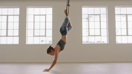 Aerial Yoga Woman Practicing Monkey 스톡 동영상 비디오(100% 로열티 프리) 1020192253 | Shutterstock