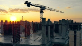 Urban Construction Site with Cranes 스톡 동영상 비디오(100% 로열티 프리) 1038971078 | Shutterstock