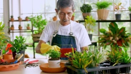 Happy Senior Gardener Man Taking 스톡 동영상 비디오(100% 로열티 프리) 1058027365 | Shutterstock