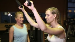 Female Fitness Trainer Helping Woman 스톡 동영상 비디오(100% 로열티 프리) 1772357 | Shutterstock