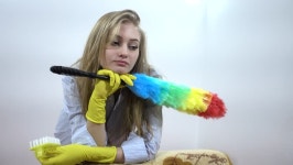 엄청클린/엄마들이청소한다/Dearmomscleanup | Woman Tired Cleaning Apartment - 스톡 동영상 비디오(100% 로열티 프리) 21909082 | Shutterstock