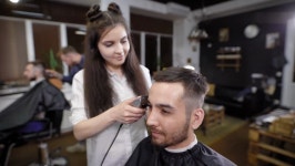 Woman Barber Trimming Hair at 스톡 동영상 비디오(100% 로열티 프리) 29021926 | Shutterstock