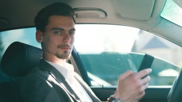 Man in Car. Typing Text 스톡 동영상 비디오(100% 로열티 프리) 29344243 | Shutterstock