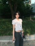 알라도 로우 스트라이프 와이드 팬츠