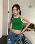 완츄 [9colors/데일리] 하루링 배색 컬러풀 크롭 나시