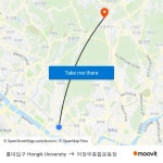홍대입구 Hongik University to 의정부종합운동장 with public transportation