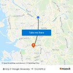 홍대입구 Hongik University to 안산대학교 with public transportation