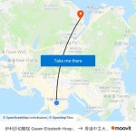 搭乘公共交通工具從的伊利沙伯醫院 Queen Elizabeth Hospital到香港中文大學