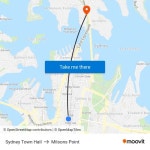 Sydney Town Hall to Milsons Point with public transportation