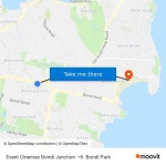 Event Cinemas Bondi Junction, Bondi Junction to Bondi Park, Bondi Beach with public transportation