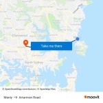 Manly to Artarmon Road with public transportation