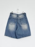 아르코이리스 Nizi pants 니지 팬츠 반바지 워싱 4부 하프 데님 와이드 버뮤다
