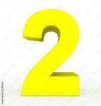 number 2 3d clean yellow isolated on white 스톡 일러스트레이션 | Adobe Stock