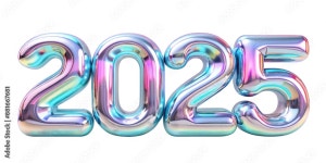 3D iridescent 2025 numbers with a colorful finish 스톡 일러스트레이션 | Adobe Stock