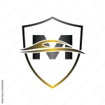 Initial M Car Auto Secure Modern Geometric Business Creative Design Logo Stock Vector | Adobe Stock
