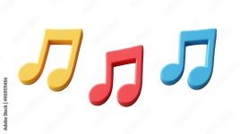 3d music notes icon in red blue and yellow Stock Photo | Adobe Stock