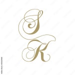 gold monogram script letters s and k Stock Vector | Adobe Stock gold monogram script letters s and k Stock Vector