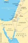 Israel and the Sinai Peninsula, political map. The Southern Levant, an arid geographical and historical region, encompassing... 