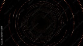 Abstract background of gold particles moving in a circle, simulated flight through a tunnel. Animated holiday background for... 