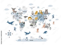 Animals in different parts of the world on map 370061 Vector Art at Vecteezy Download Animals in different parts of the world on... 