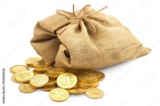 Pile of gold coins spilling from a burlap sack on white Stock Photo | Adobe Stock Pile of gold coins spilling from a burlap sack... 