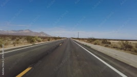 395 Scenic Byway North 2 Red Rock Canyon to Ridgecrest 15 Front View MultiCam Driving Plate Sierra Nevada Mts California Stock... 