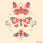 Celestial card with butterfly, moon and flowers - Buy this stock vector and explore similar vectors at Adobe Stock | Adobe Stock... 
