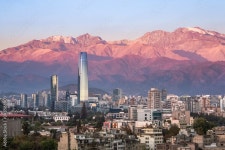 Aaerial view of Santiago skyline at sunset with Andes Mountains - Santiago, Chile Stock Photo | Adobe Stock Aaerial view of... 