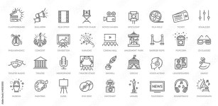 Entertainment - outline web icon collection, vector, thin line icons collection Stock Vector | Adobe Stock Entertainment... 
