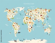 Animals in different parts of the world on map 370061 Vector Art at Vecteezy Download Animals in different parts of the world on... 