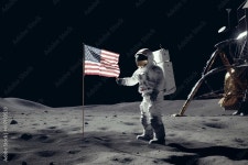 astronaut placing an american flag on the moon, space exploration mission generative AI Stock Illustration | Adobe Stock... 
