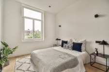 Minimalistic bedroom with stylish modern decor 스톡 사진 | Adobe Stock Minimalistic bedroom with stylish modern decor 스톡 사진