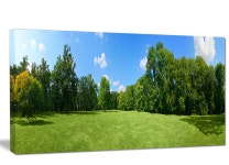 Design Art Green City Park Panorama Photographic Print on Wrapped Canvas | Wayfair