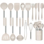 DGPCT 15 PCS Silicone Cooking Utensil Set, Stainless Steel Kitchen Utensils Set, Non-Stick Heat Resistant, Khaki | Wayfair