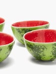 Vert Ensemble de quatre bols pastèque en faïence | Bordallo Pinheiro | MATCHES UK Ensemble de quatre bols pastèque en faïence... 