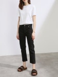 Black Crop organic-cotton straight leg jeans | Raey | MATCHES UK Crop organic-cotton straight leg jeans | Raey