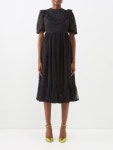 Black May flocked polka-dot tulle midi dress | Batsheva | MATCHESFASHION UK May flocked polka-dot tulle midi dress | Batsheva