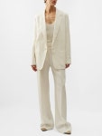 Neutral Enza single-breasted linen blazer | The Row | MATCHES UK Enza single-breasted linen blazer | The Row