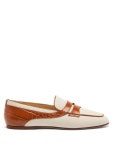 Crocodile-effect leather-trimmed canvas loafers | Tods | MATCHESFASHION UK