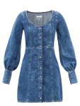 Ganni Ganni Scoop-neck denim mini dress Blue｜MATCHESFASHION（マッチズファッション) Scoop-neck denim mini dress | Ganni