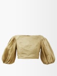 Green Empire balloon-sleeve linen cropped top | Zimmermann | MATCHESFASHION UK Empire balloon-sleeve linen cropped top | Zimmermann