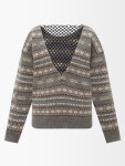 Grey Fishnet-panel Fair Isle merino sweater | Raf Simons | MATCHESFASHION AU Fishnet-panel Fair Isle merino sweater | Raf Simons