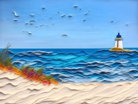 Layered Paper Art Seascape: Lighthouse, Dune Grass, Coral, Ocean Waves, Se | Deep Dream Generator LIGHTHOUSE VIEW FROM THE BEACH... 