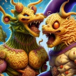 with horns in confrontational moment against blue background | Deep Dream Generator DD T2D 2023 0110 0259 | Deep Dream Generator
