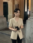 [국내생산/브랜드퀄리티/라인감예술][made] MOIRE 드무아 브이넥 라인... MOIRE 드무아 브이넥 라인 반팔 자켓 (여름/데일리/데일리룩/출근룩...