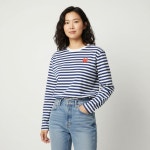 클리어런스 꼼데가르송5F AX T164 051 2 레드 하트 스트라이프 롱슬리브 티셔츠 블루 화이트 클리어런스  꼼데가르송5F AX T164 051 2 레드... 