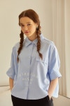 디스트나인(DISTN9NE) 레트로플로우 크롭 반팔 셔츠 SKY BLUE (LN2YF344-052) - 39,900 | 무신사 스토어
