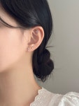 블링문 [3 set] 스프링 플라워 귀걸이 세트 / 2 color / 큐빅 진주 봄 심플 데일리 미니