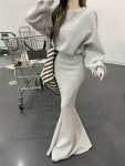 봄쯔 [셋업/여신핏] 에리얼 쭈리 맨투맨 롱스커트 세트 - set